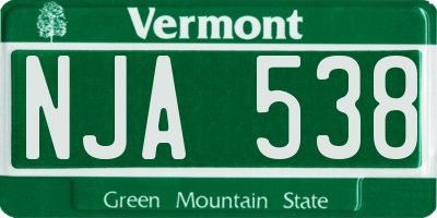 VT license plate NJA538