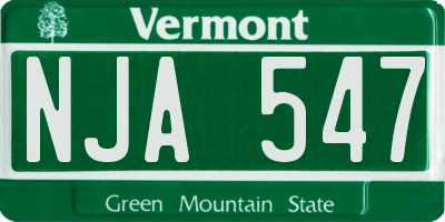 VT license plate NJA547