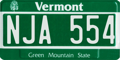 VT license plate NJA554