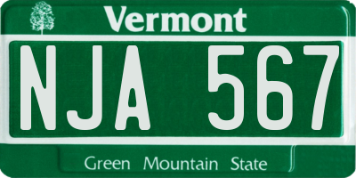VT license plate NJA567