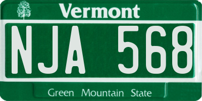 VT license plate NJA568