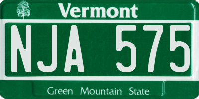 VT license plate NJA575