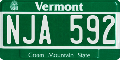 VT license plate NJA592