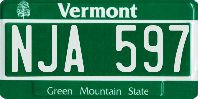 VT license plate NJA597