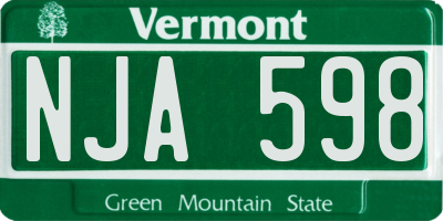 VT license plate NJA598