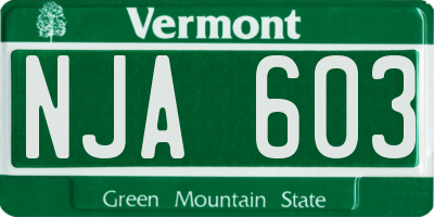 VT license plate NJA603