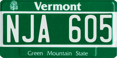 VT license plate NJA605