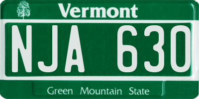 VT license plate NJA630