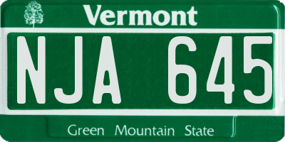 VT license plate NJA645