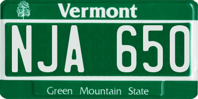 VT license plate NJA650