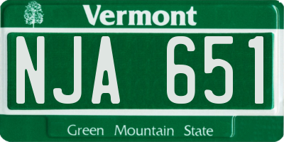VT license plate NJA651