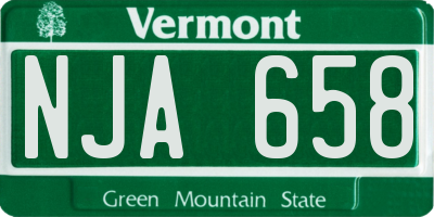 VT license plate NJA658