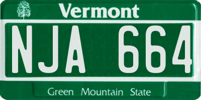 VT license plate NJA664