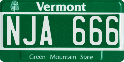 VT license plate NJA666