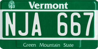 VT license plate NJA667