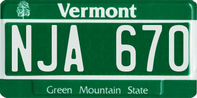 VT license plate NJA670