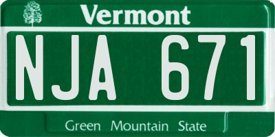 VT license plate NJA671
