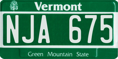 VT license plate NJA675