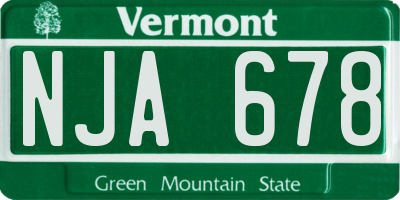 VT license plate NJA678