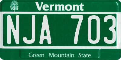 VT license plate NJA703