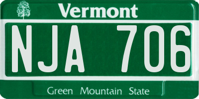VT license plate NJA706