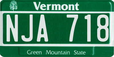 VT license plate NJA718