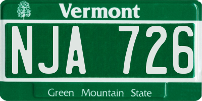 VT license plate NJA726
