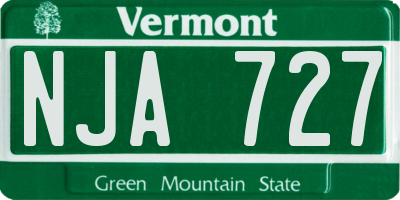 VT license plate NJA727