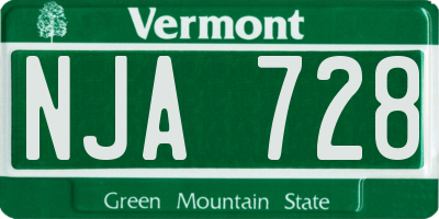 VT license plate NJA728
