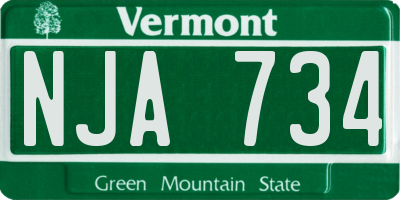VT license plate NJA734