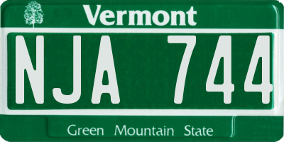 VT license plate NJA744