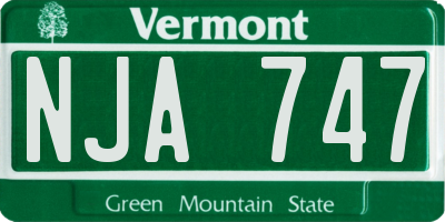 VT license plate NJA747