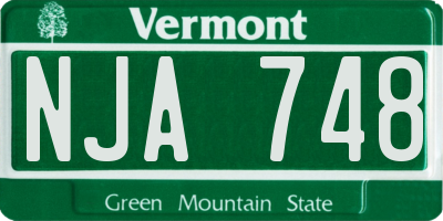 VT license plate NJA748