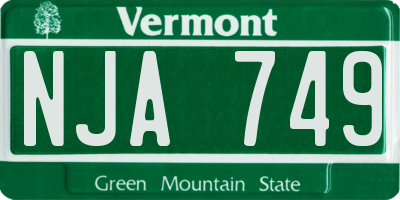 VT license plate NJA749