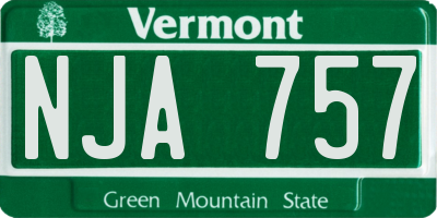 VT license plate NJA757