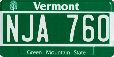 VT license plate NJA760