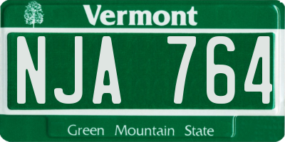 VT license plate NJA764