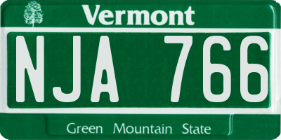 VT license plate NJA766