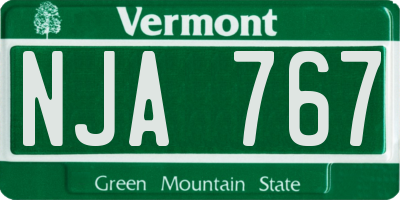 VT license plate NJA767