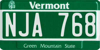 VT license plate NJA768