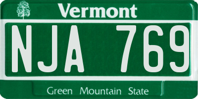 VT license plate NJA769