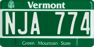 VT license plate NJA774