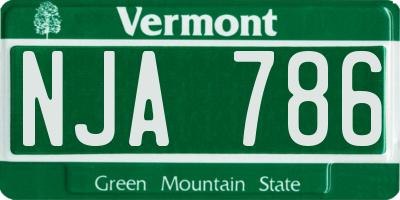 VT license plate NJA786
