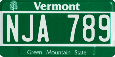 VT license plate NJA789
