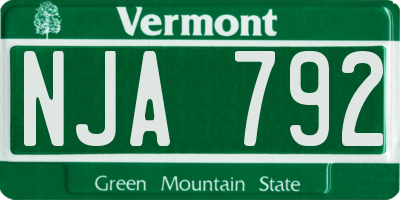 VT license plate NJA792