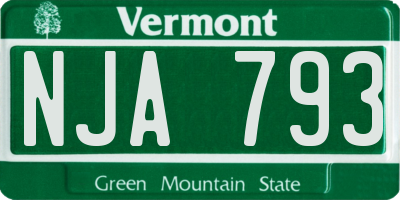 VT license plate NJA793