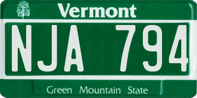 VT license plate NJA794