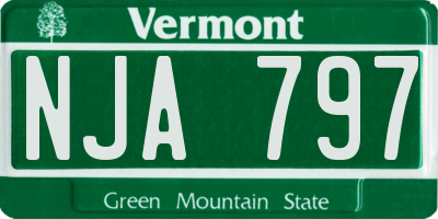VT license plate NJA797