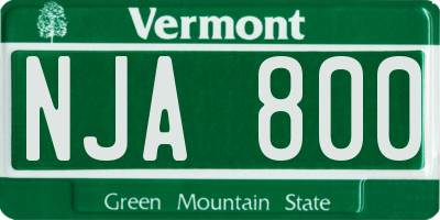 VT license plate NJA800