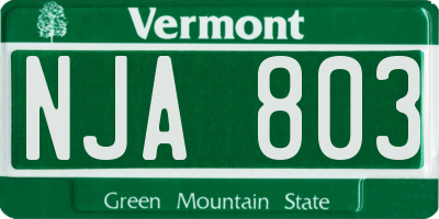 VT license plate NJA803